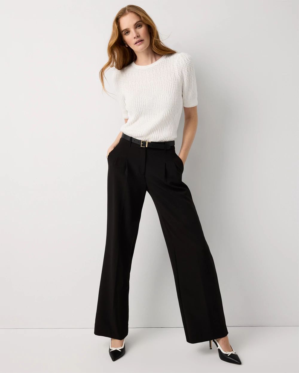 Novelty Stitch Puff Sleeve Pullover | White House Black Market